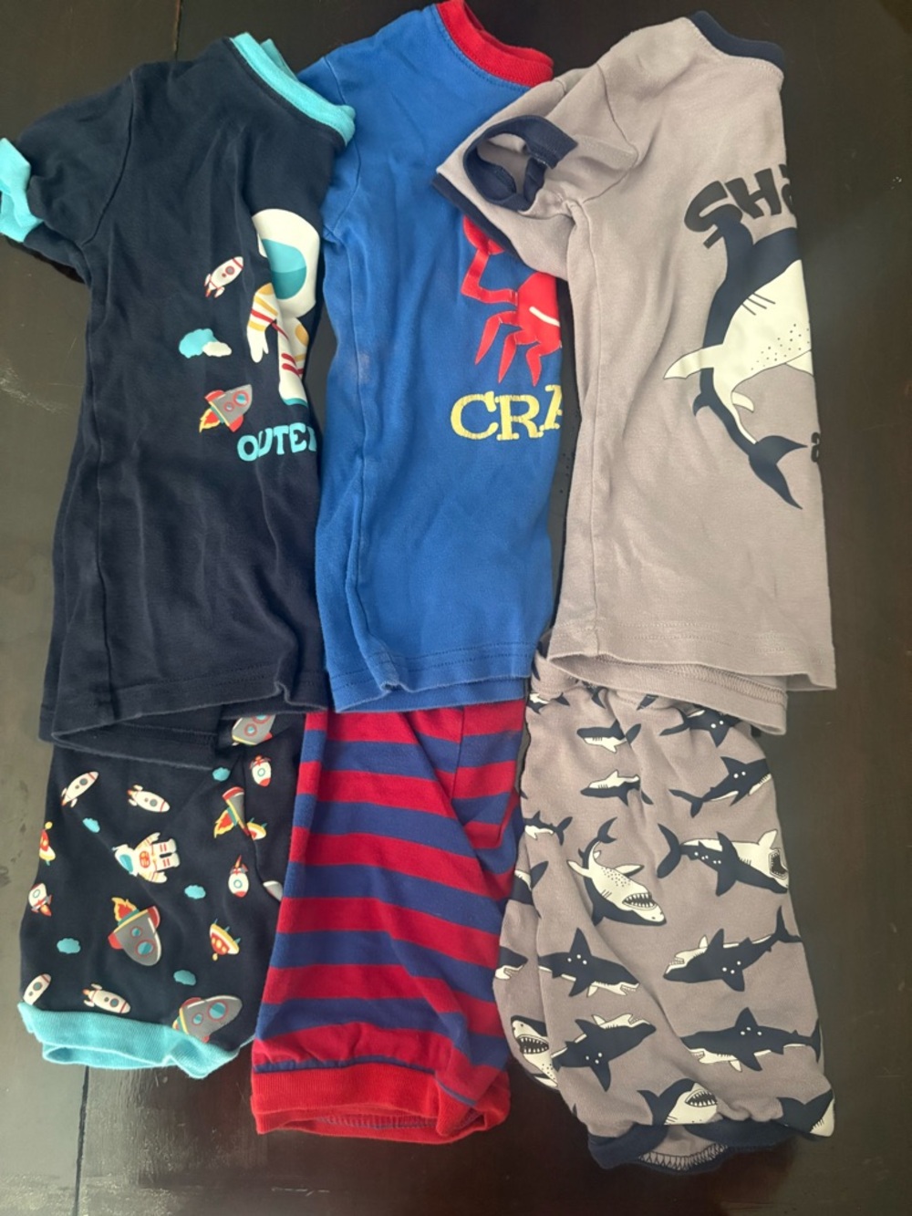Vaenait Kids' Navy, Blue & Gray Shark and Space Pajama Set
